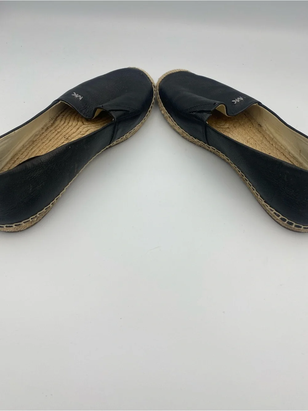 Michael Kors Black Leather Espadrille Slip-On Flats